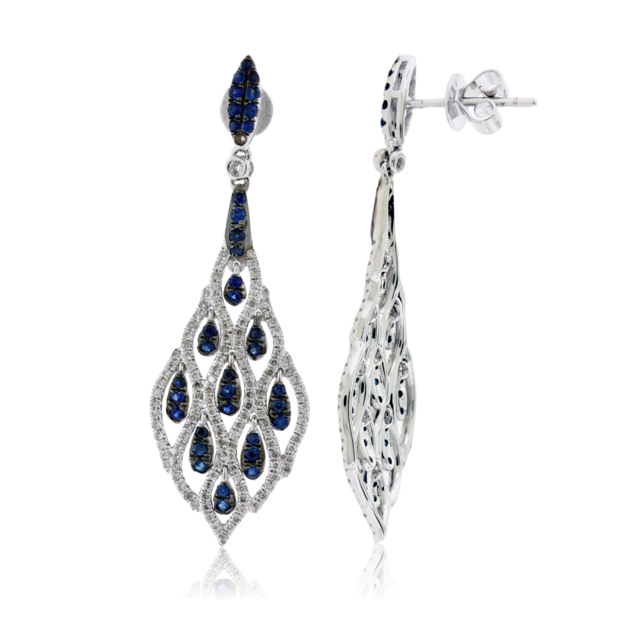 Blue Silver Earrings, Royal Blue Drop Earrings, Bridal Blue Crystal Dr –  Petite Delights By Ilona Rubin